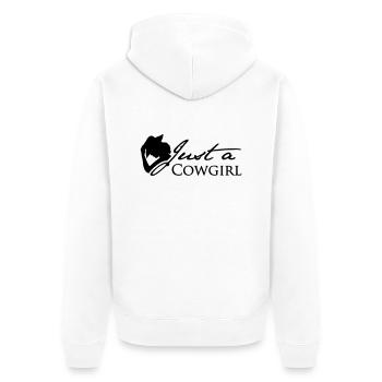 Just a Cowgirl - Unisex Premium Bio Zip Hoodie - Weiß - Hinten - Thijin (182cm)
