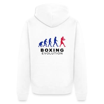 Boxing evolution - Unisex Premium Bio Zip Hoodie - Weiß - Hinten - Thijin (182cm)
