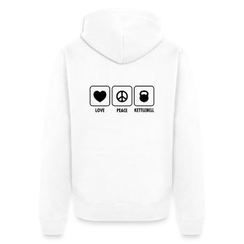 Love, Peace, Kettlebell - Unisex Premium Bio Zip Hoodie - Weiß - Hinten - Thijin (182cm)