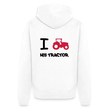 i_love_my_tractor - Unisex Premium Bio Zip Hoodie - Weiß - Hinten - Thijin (182cm)