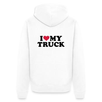 LKW - Unisex Premium Bio Zip Hoodie - Weiß - Hinten - Thijin (182cm)