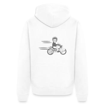 motorrad witzig - Unisex Premium Bio Zip Hoodie - Weiß - Hinten - Thijin (182cm)