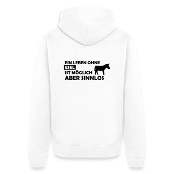 ein leben ohne esel - Unisex Premium Bio Zip Hoodie - Weiß - Hinten - Thijin (182cm)