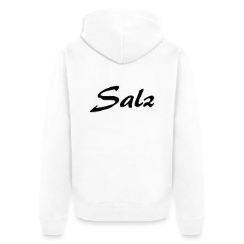 Salz - Unisex Premium Bio Zip Hoodie - Weiß - Hinten - Thijin (182cm)
