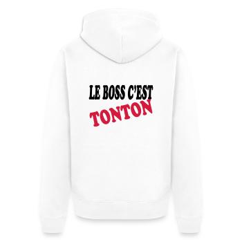Le boss c'est tonton - Unisex Premium Bio Zip Hoodie - Weiß - Hinten - Thijin (182cm)