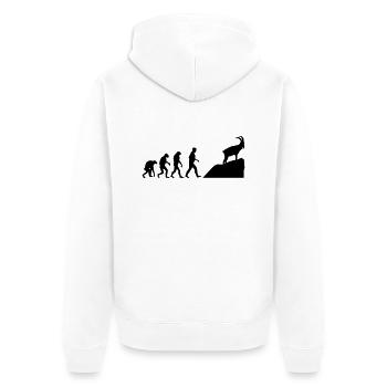 steinbock evolution - Unisex Premium Bio Zip Hoodie - Weiß - Hinten - Thijin (182cm)