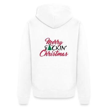 Merry fuckin' Christmas (3c) - Unisex Premium Organic Zip Hoodie - white - Back - Thijin (182cm)