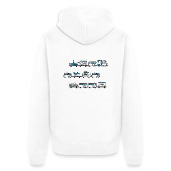 Lokomotivführer-T-Shirt - Unisex Premium Bio Zip Hoodie - Weiß - Hinten - Thijin (182cm)