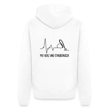mit herz und staubsauger - Unisex Premium Bio Zip Hoodie - Weiß - Hinten - Thijin (182cm)