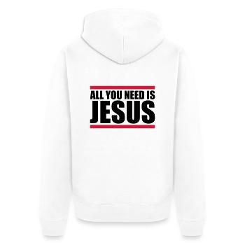 Beam Need Jesus - Unisex Premium Organic Zip Hoodie - white - Back - Thijin (182cm)