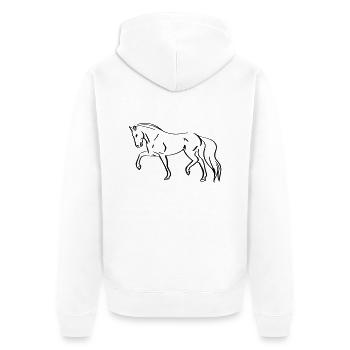 Horse Line Art - Minimaliste - Veste à capuche bio Premium Unisexe - blanc - Dos - Thijin (182cm)