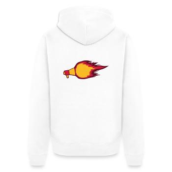 Fire Flame Megaphone Symbol - Unisex Premium Organic Zip Hoodie - white - Back - Thijin (182cm)