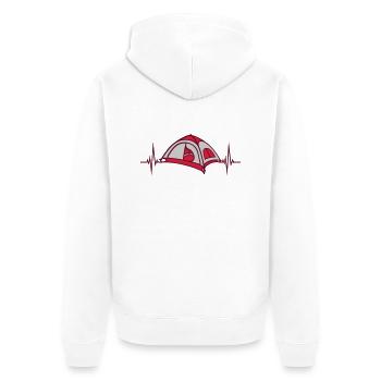 Puls Camping Tent Heartbeat - Unisex Premium Organic Zip Hoodie - white - Back - Thijin (182cm)