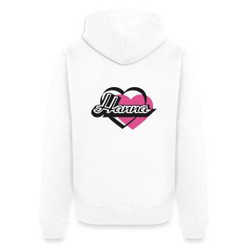 Name Hanna Herz - Unisex Premium Bio Zip Hoodie - Weiß - Hinten - Thijin (182cm)