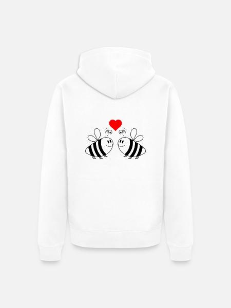 Bee Love 2 - Unisex Premium Organic Zip Hoodie - white