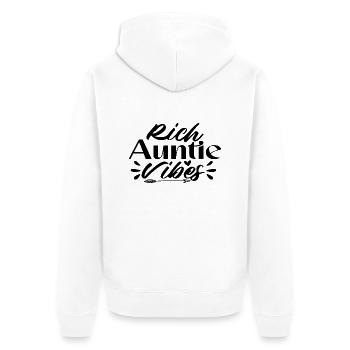 Rich Auntie Vibes - Unisex Premium Bio Zip Hoodie - Weiß - Hinten - Thijin (182cm)