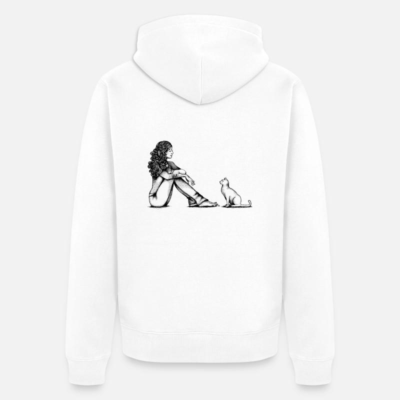 Mon chat et moi - Veste à capuche bio Premium Unisexe - blanc