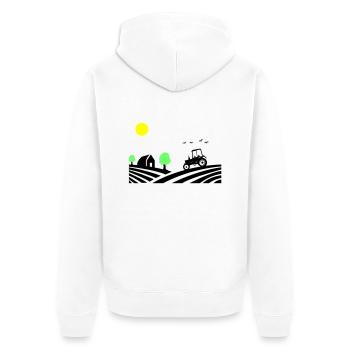 Tractor Farm - Unisex Premium Organic Zip Hoodie - white - Back - Thijin (182cm)