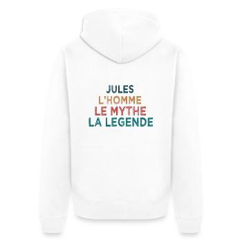 Jules la légende - Veste à capuche bio Premium Unisexe - blanc - Dos - Thijin (182cm)