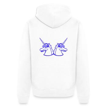 2 Coole DJ Einhörner Zwei Team Party Club Musik - Unisex Premium Bio Zip Hoodie - Weiß - Hinten - Thijin (182cm)
