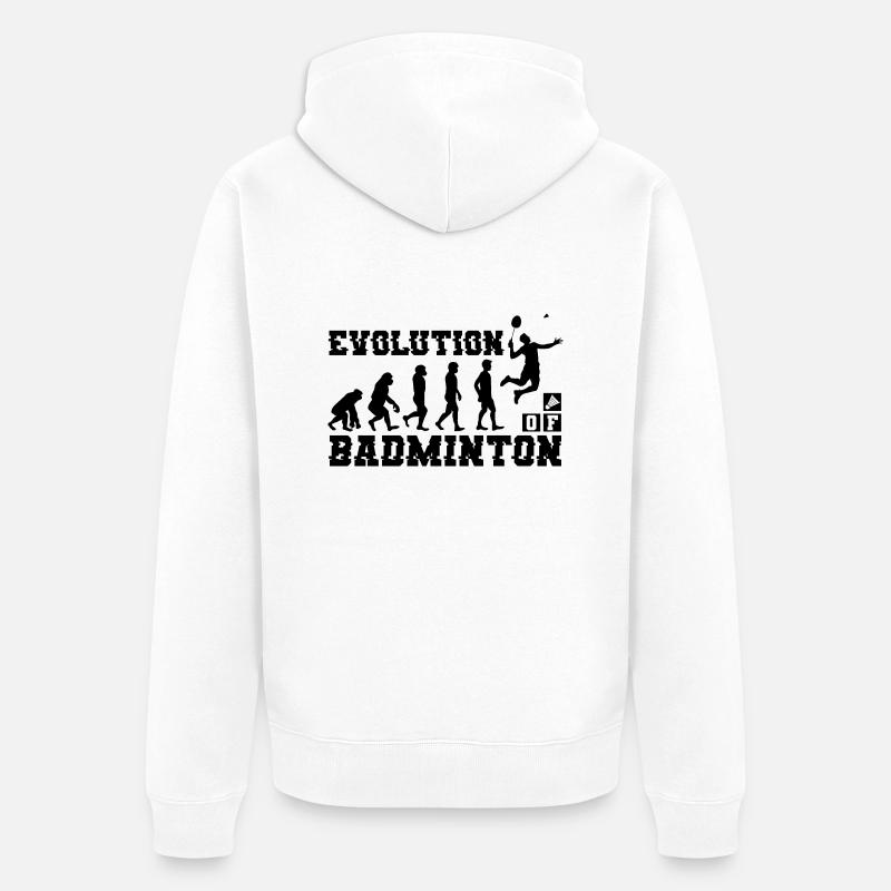 Badminton Evolution Silhouette - Unisex Premium Bio Zip Hoodie - Weiß