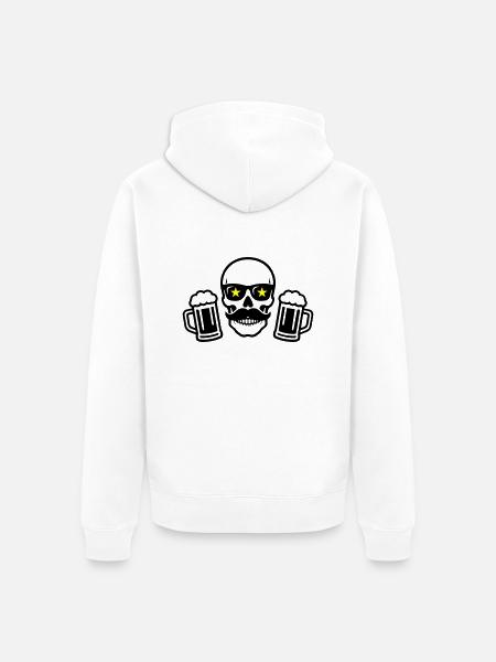 Beer Skeleton Party - Unisex Premium Organic Zip Hoodie - white