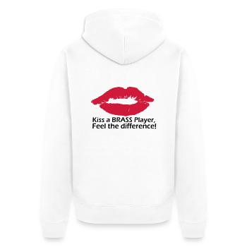 Kiss a brass player - Unisex Premium Bio Zip Hoodie - Weiß - Hinten - Thijin (182cm)