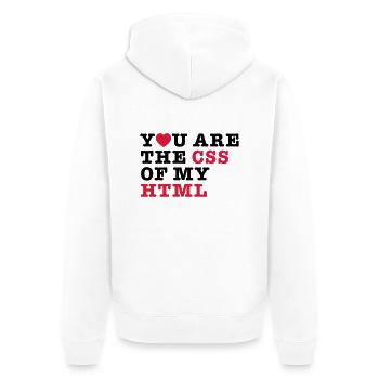 you are the css of my html - Unisex Premium Organic Zip Hoodie - white - Back - Thijin (182cm)