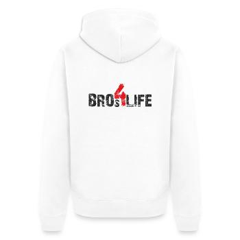 bros 4 life - black-red - Unisex Premium Organic Zip Hoodie - white - Back - Thijin (182cm)