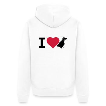 IL Dackel Langhaardackel - Unisex Premium Bio Zip Hoodie - Weiß - Hinten - Thijin (182cm)