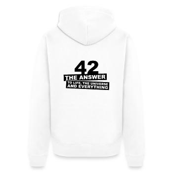 42 - The Answer - Unisex Premium Bio Zip Hoodie - Weiß - Hinten - Thijin (182cm)