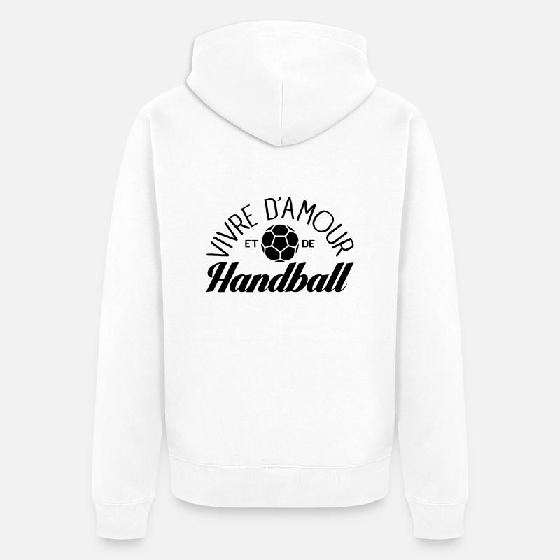 Vivre D'amour et de Handball - Veste à capuche bio Premium Unisexe - blanc