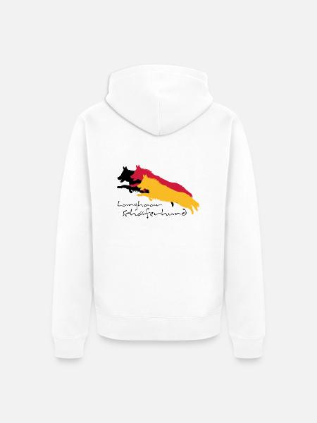 Langhaar schäferhund - Unisex Premium Bio Zip Hoodie - Weiß