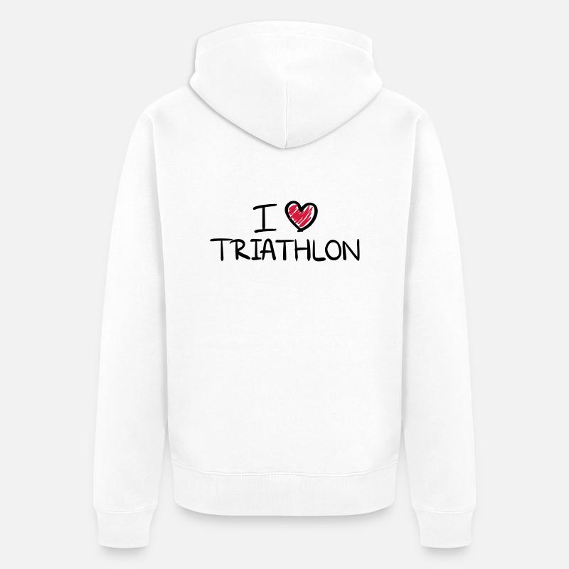 i_love_triathlon__f2 - Veste à capuche bio Premium Unisexe - blanc