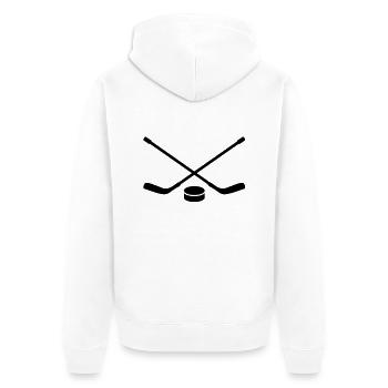 Hockey_icon - Unisex Premium Bio Zip Hoodie - Weiß - Hinten - Thijin (182cm)