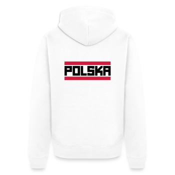 polksa - Unisex Premium Bio Zip Hoodie - Weiß - Hinten - Thijin (182cm)
