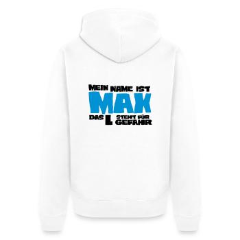 max - Unisex Premium Bio Zip Hoodie - Weiß - Hinten - Thijin (182cm)