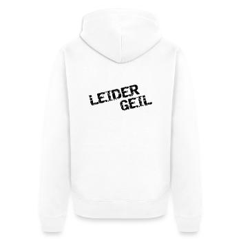 leider geil - Unisex Premium Bio Zip Hoodie - Weiß - Hinten - Thijin (182cm)
