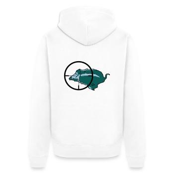 Wildschwein Drückjagd - Unisex Premium Bio Zip Hoodie - Weiß - Hinten - Thijin (182cm)