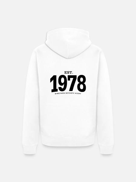 EST. 1978 Nineteen Seventy Eight - Unisex Premium Organic Zip Hoodie - white