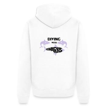 Diving with Sharks - Unisex Premium Organic Zip Hoodie - white - Back - Thijin (182cm)