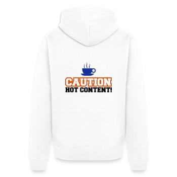 Caution Hot Content - Unisex Premium Bio Zip Hoodie - Weiß - Hinten - Thijin (182cm)