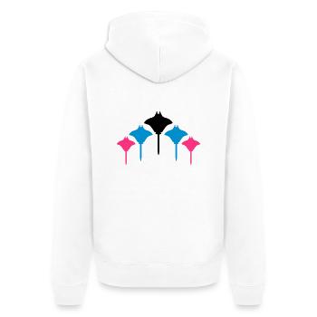 rochen mehrere - Unisex Premium Bio Zip Hoodie - Weiß - Hinten - Thijin (182cm)
