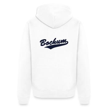 Bochum Baseball-Style - Unisex Premium Bio Zip Hoodie - Weiß - Hinten - Thijin (182cm)