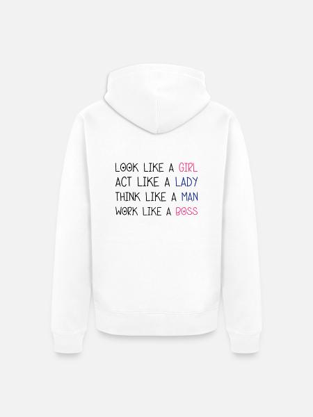 Look Like A Girl - Unisex Premium Organic Zip Hoodie - white