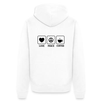 Love, Peace, Coffee - Veste à capuche bio Premium Unisexe - blanc - Dos - Thijin (182cm)