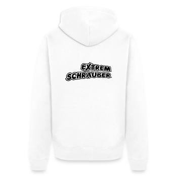 Schrauber KFZ Mechaniker Auto Handwerk T-Shirt - Unisex Premium Bio Zip Hoodie - Weiß - Hinten - Thijin (182cm)