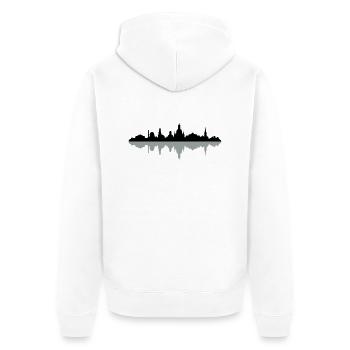 Skyline Dresden - Unisex Premium Bio Zip Hoodie - Weiß - Hinten - Thijin (182cm)