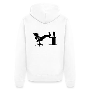 Office - Unisex Premium Organic Zip Hoodie - white - Back - Thijin (182cm)
