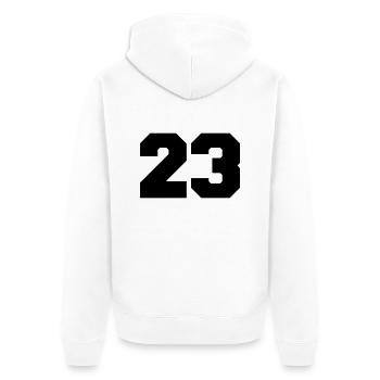 23 - Unisex Premium Bio Zip Hoodie - Weiß - Hinten - Thijin (182cm)